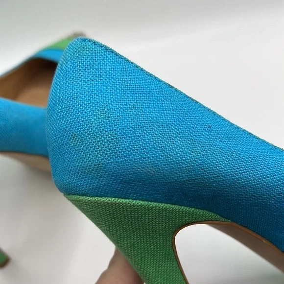 Penny Loves Kenny High Heels Stilettos Pumps Shoes Green Blue Womens 7.5 M - Picture 13 of 16